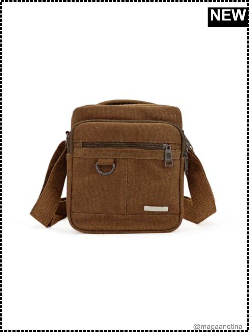 Canvas Messenger Bag Crossbody Adjustable Strap Handle Men